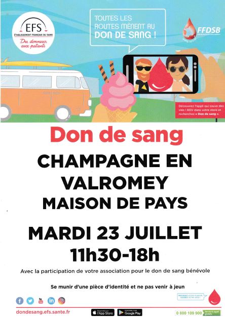 Don du sang - Champagne-en-Valromey