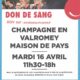 Don du sang avril 2024 Champagne-en-Valromey